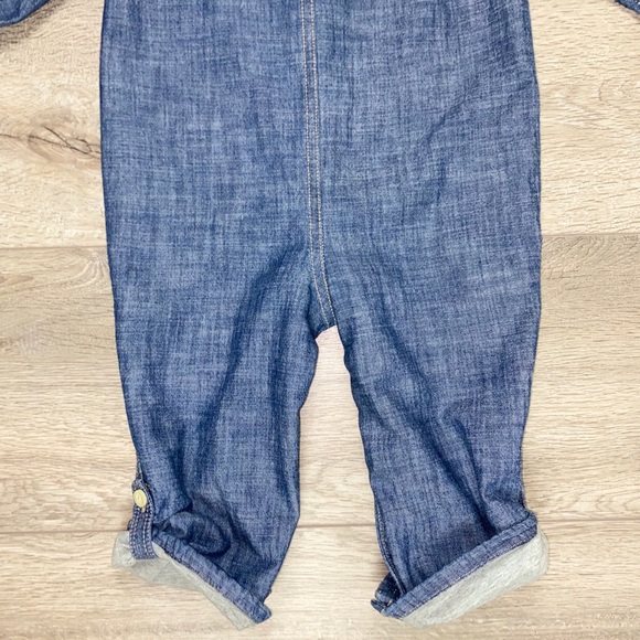 GAP Jersey Lined Button Down Denim Romper 18-24 Months GAP Denim Romper 18-24M - Picture 10 of 16